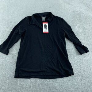 Matty M Womens Black Johnny Collar Polo Top M NWT 2163